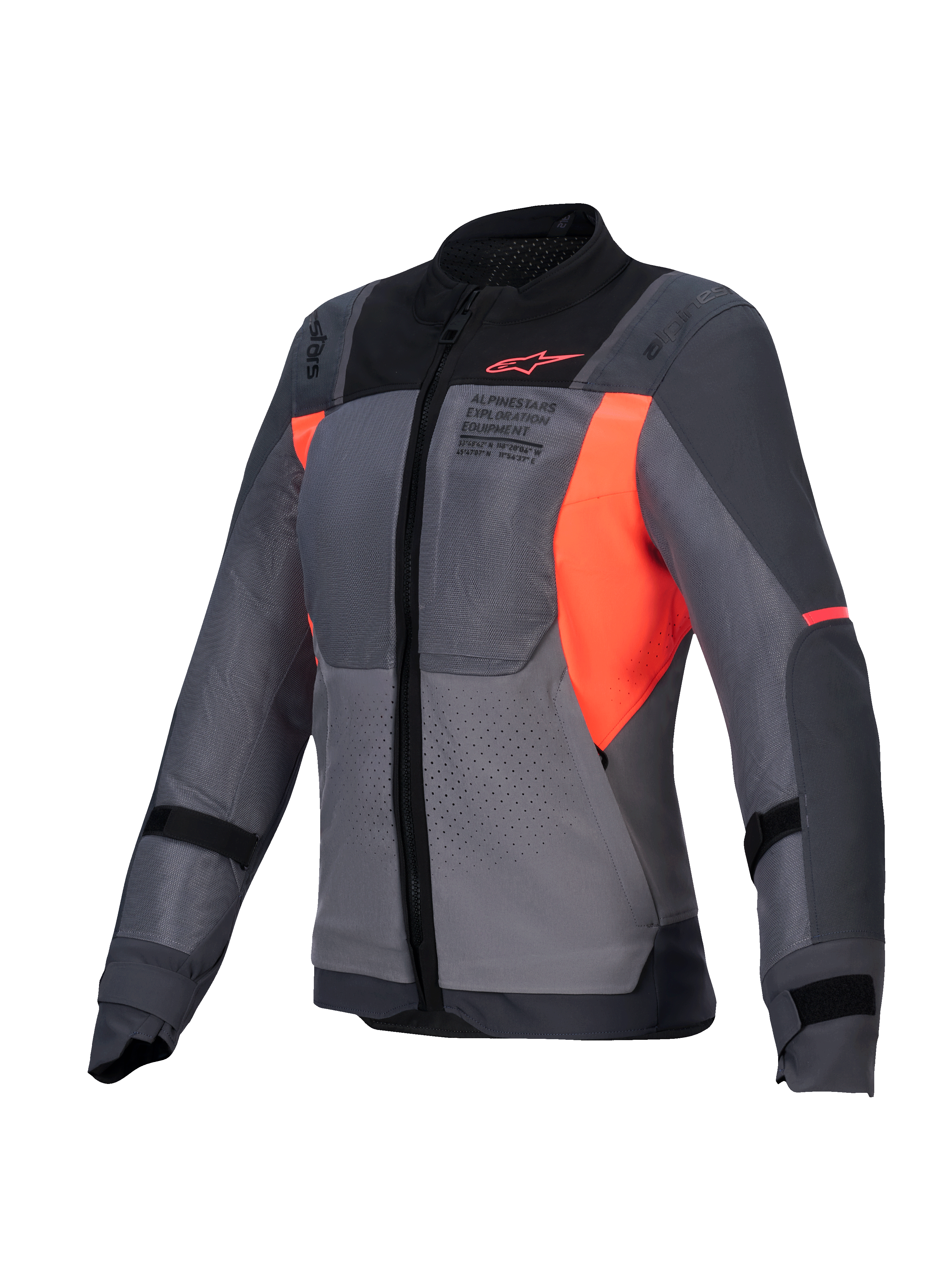 Alpinestars Veste Stella ST-2 Air, veste de moto ventilée pour femme, gris et gris foncé avec accents orange fluo, certifiée CE niveau AA, avec panneaux mesh et design Tech-Air ready