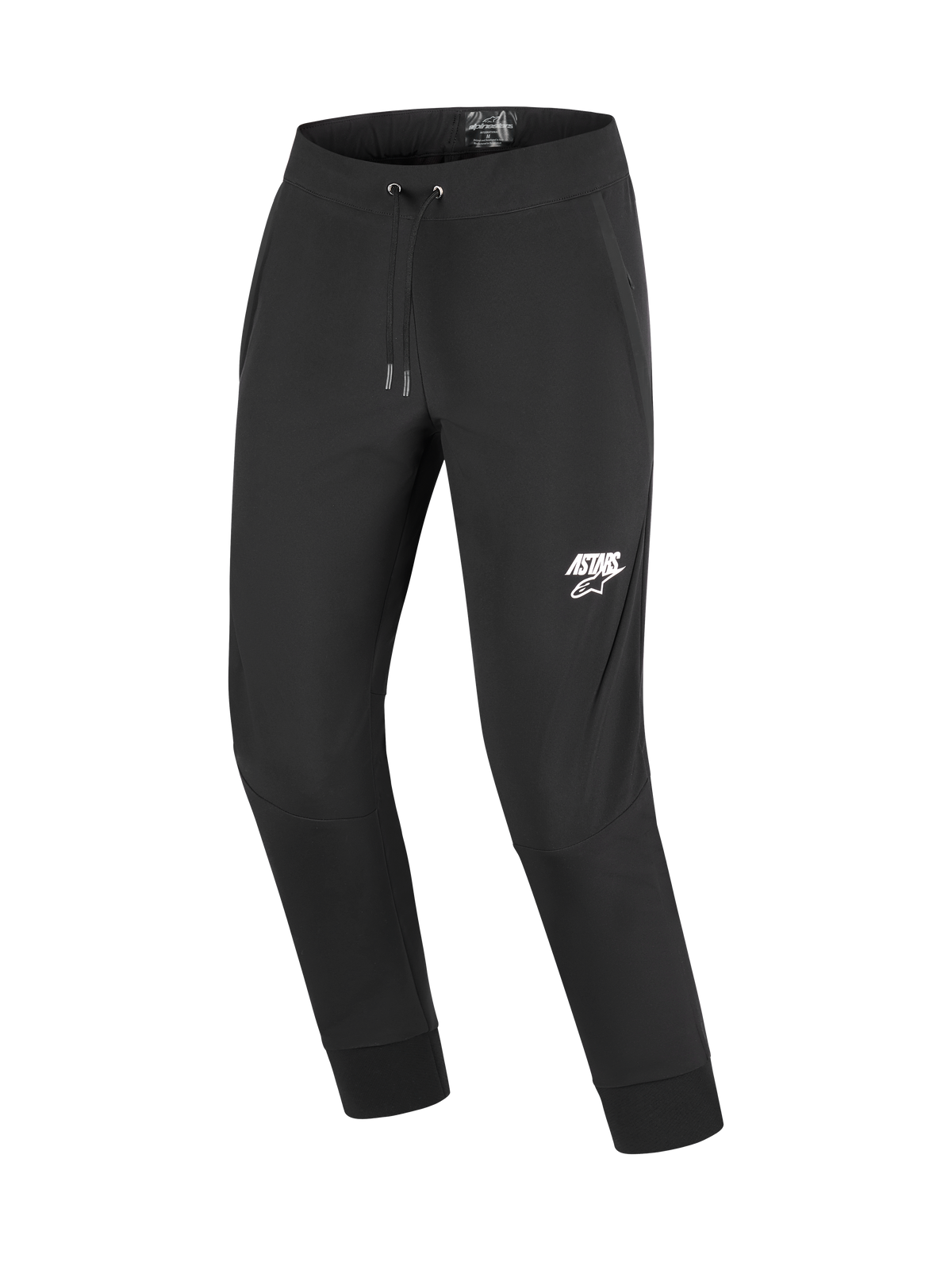 Alpinestars Aeroshell Pants, CE certified road motorcycle softshell pants, Men's, Black and White, stretch textile construction with pre-curved knees and elastic drawcord waist