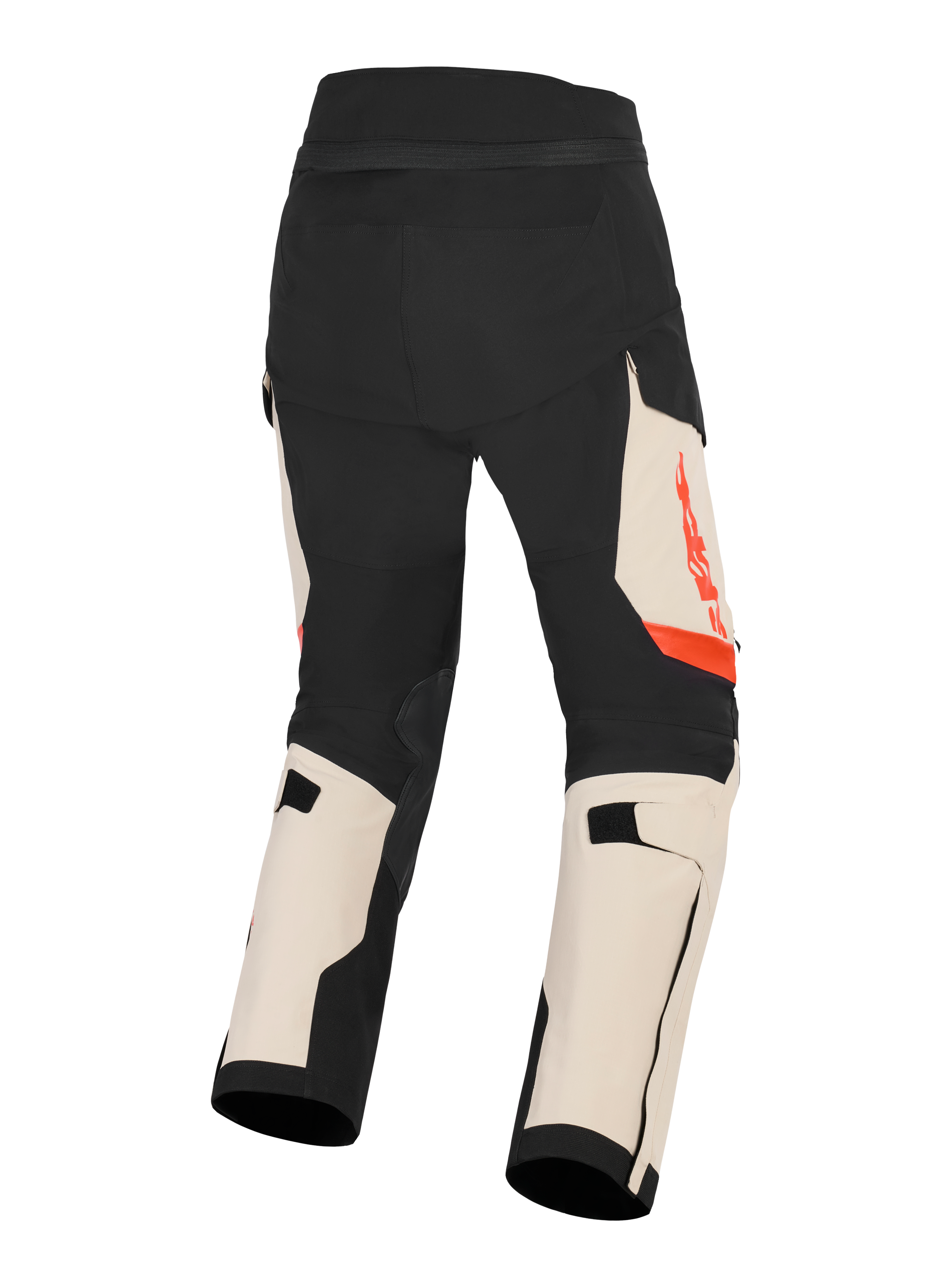 Alpinestars Pantalon Laminé Halo Pro Drystar® XF, pantalon de moto touring adventure pour homme, noir mastic et beige avec des accents rouges, vue de dos montrant la construction ripstop extensible 3L