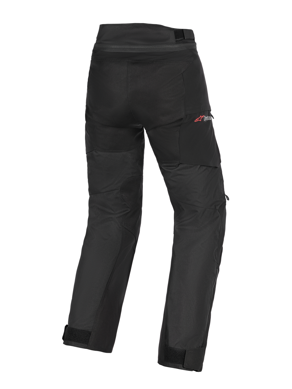 Alpinestars Andes V4 Drystar® Pants - Court, pantalon de moto, noir, vue arrière avec panneaux renforcés à l'assise et aux jambes, logo Drystar rouge sur la hanche, sangles réglables à la taille et aux chevilles, construction textile durable pour le touring d'aventure