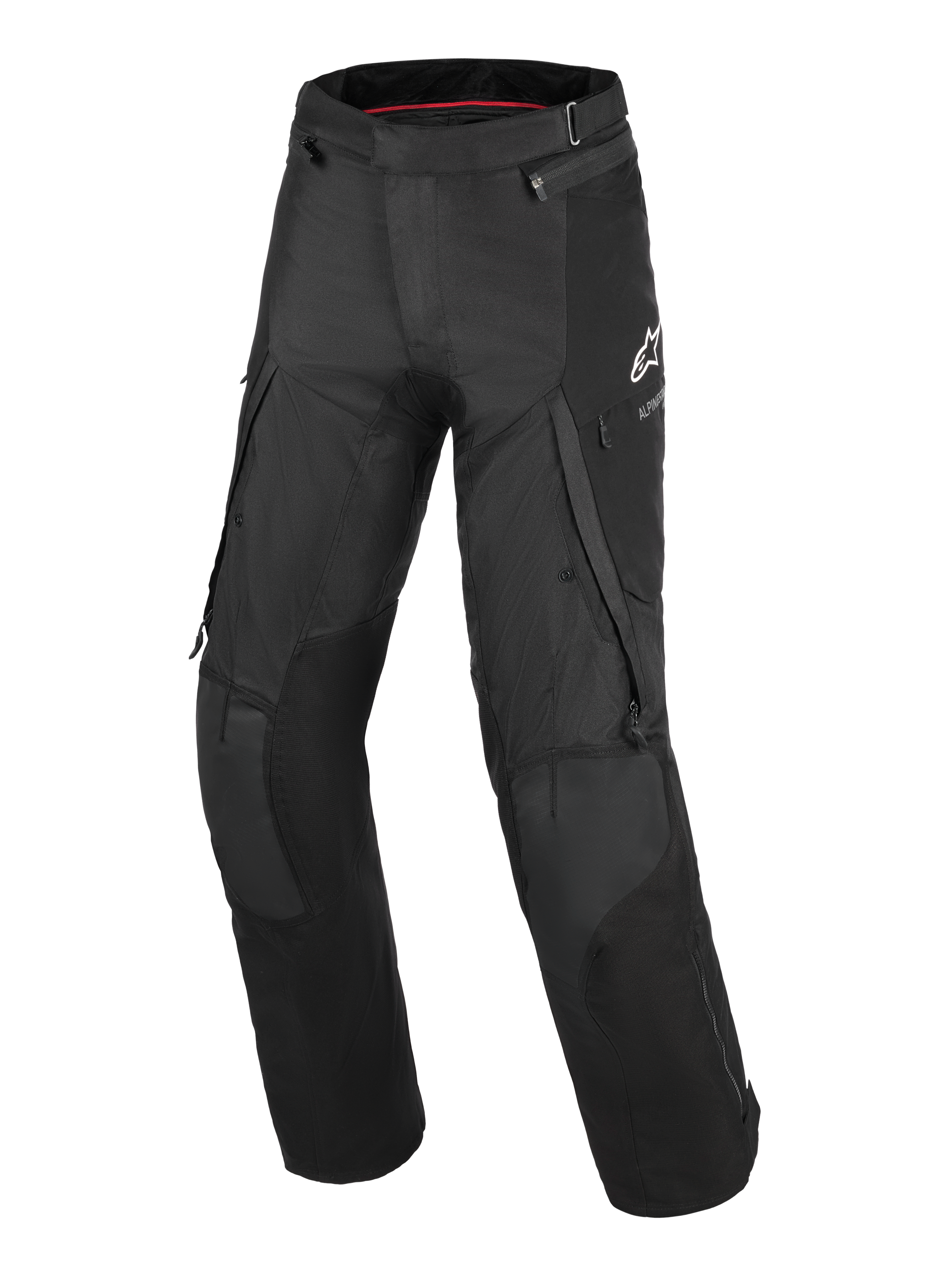 Alpinestars Andes V4 Drystar® Hose, Motorrad-Tourenhose, Schwarz, mit großen Cargo-Taschen, verstärkten Knieeinsätzen, weißem A-Star-Logo auf der Hüfte und strapazierfähiger Textilkonstruktion für Adventure-Riding