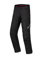 Alpinestars Honda ST-1 waterdichte motorbroek, touring motorbroek, zwart met rood detail aan de binnenzijde, cargozakken met ritssluiting op de dijen, ergonomisch voorgevormde pijpen met versterkte knieën, waterdichte textiele adventure-uitrusting