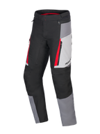 Alpinestars Honda ST-1 waterdichte motorbroek, touring motorbroek, Ice Gray, Dark Gray en zwart met rode accenten, technische textielconstructie met waterdichte voering, cargozakken met rits en ergonomische voorgevormde benen