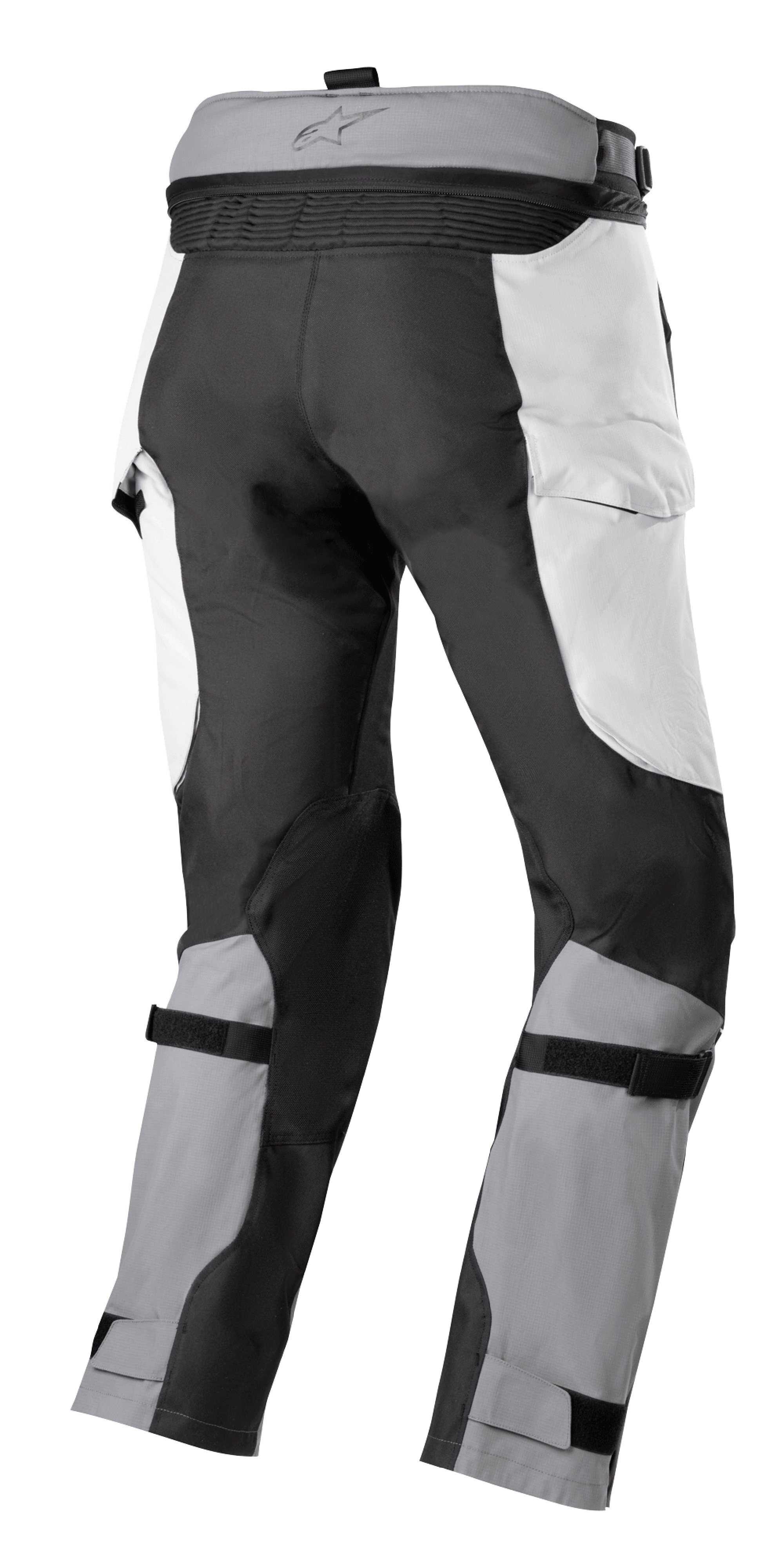 Alpinestars Bogota' Pro Drystar® 4 Seasons Hose, Adventure-Tourenhose, Eisgrau und Dunkelgrau, Rückansicht mit Taillen-Verbindungsreißverschluss, Einsätzen im Cargo-Stil und verstellbaren Wadengurten für einen sicheren Sitz