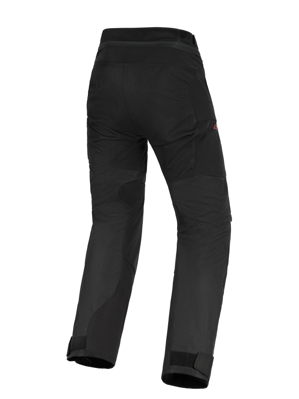 Alpinestars Stella Andes V4 Drystar® pour femme, pantalon de moto adventure-touring noir, vue arrière montrant l'assise renforcée et les panneaux intérieurs des jambes, conception taille haute et chevilles ajustables