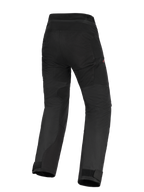 Alpinestars Stella Andes V4 Drystar® pour femme, pantalon de moto adventure-touring noir, vue arrière montrant l'assise renforcée et les panneaux intérieurs des jambes, conception taille haute et chevilles ajustables