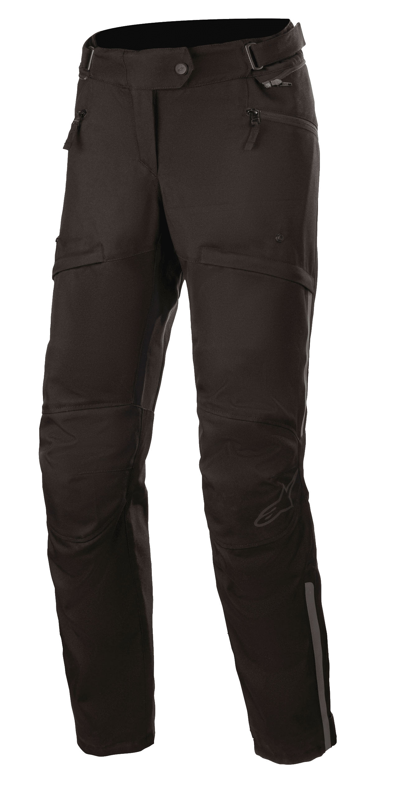 Alpinestars Stella AST-1 V2 Waterproof Pants, pantalon de moto touring pour femme, noir, avec poches zippées, empiècements renforcés aux genoux, ceinture réglable et détails réfléchissants