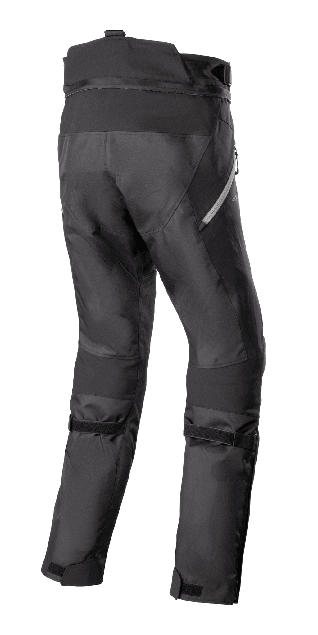 Alpinestars Stella Bogotá Pro Drystar 4 Seasons Broek, adventure motorbroek voor dames, zwart, achteraanzicht met technische textielconstructie, verstelbare kuitbanden en reflecterende details aan de zijkant.