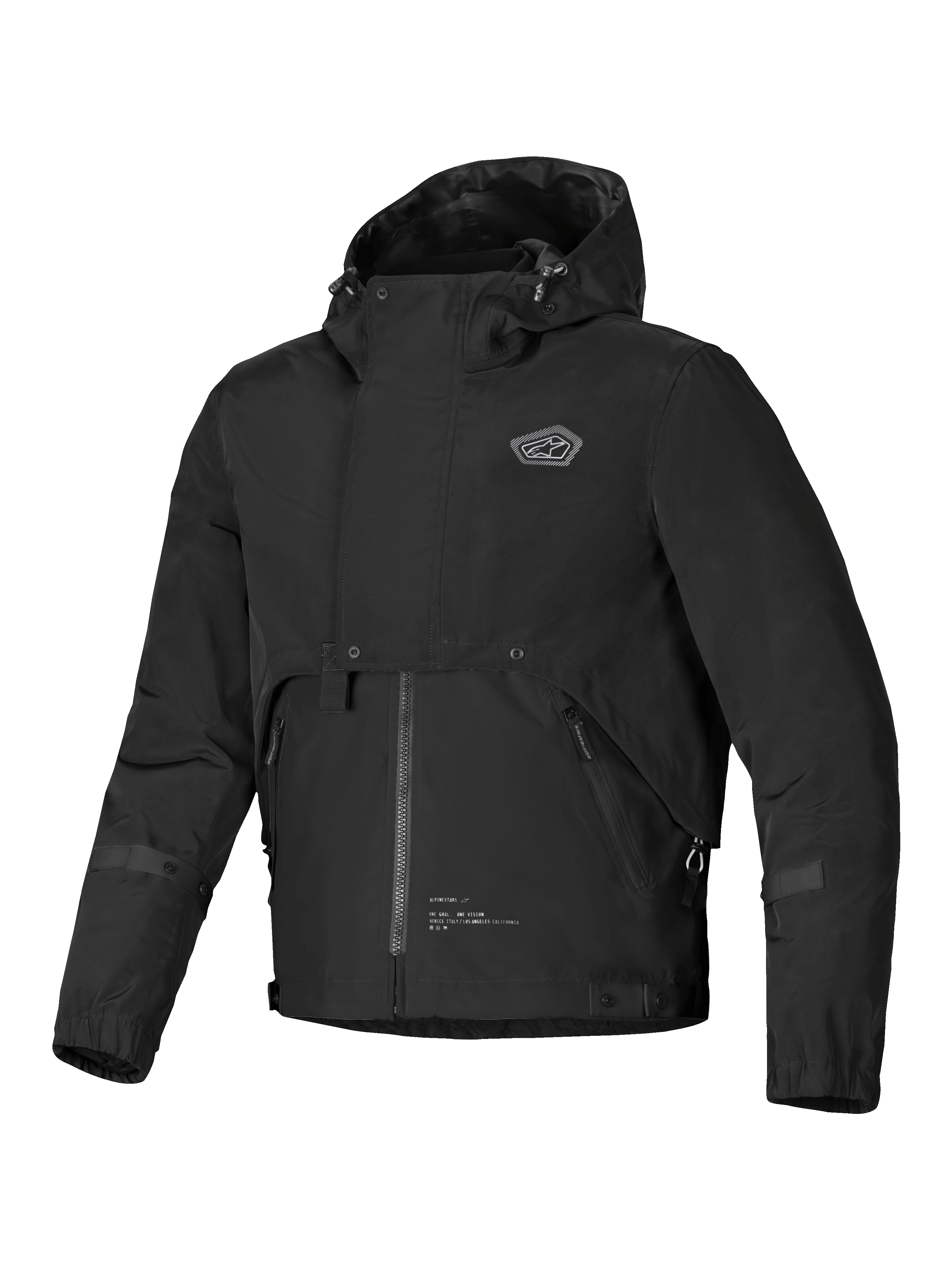 Alpinestars Mootant Wasserdichter Parka, schwarze Herren-Motorradjacke mit integrierter Kapuze und modularem Design, CE-zertifiziert