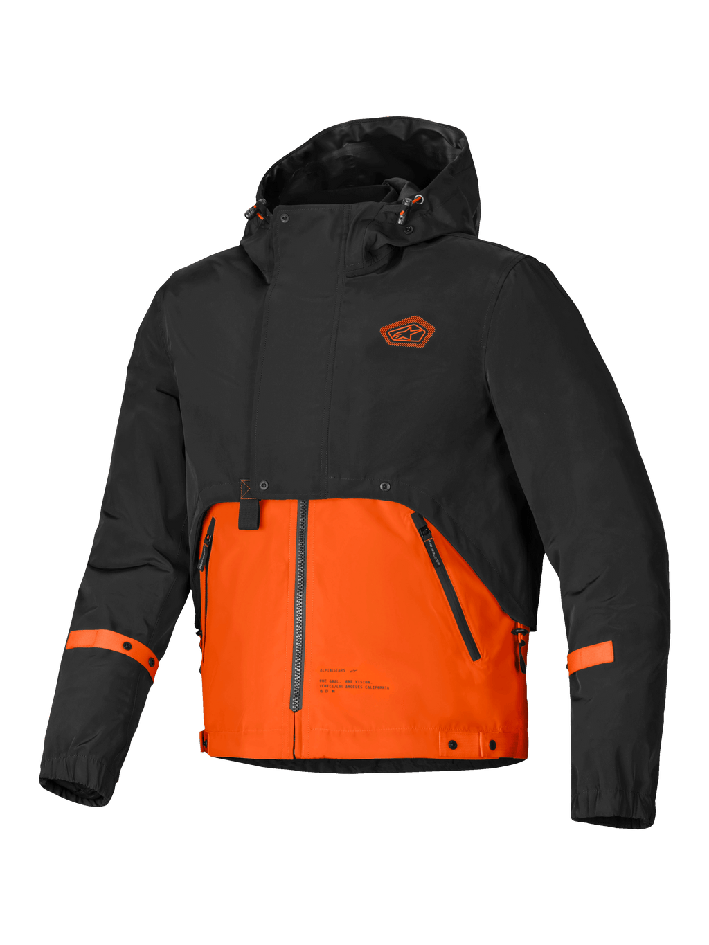 Alpinestars Mootant Wasserdichter Parka, urbane Motorradjacke mit Kapuze, Schwarz und Orange, CE-zertifiziert, modulares 4-Jahreszeiten-Design