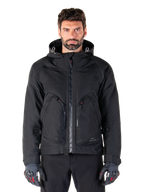 Alpinestars Morush Wasserdicht Parka, Herren-Motorradjacke, Schwarz, wasserdicht mit Kapuze und großen Reißverschlusstaschen.