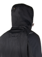 Alpinestars Morush Wasserdichter Parka, Urban-Motorradjacke, Schwarz, sturmsicheres Kapuzensystem mit Druckknopf-Verankerung.