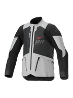 Alpinestars AMT-7 Air Jacket, veste de moto ventilée, noire et blanche, avec panneaux de ventilation MATRYX, poches zippées, col montant, design sportif avec logo Alpinestars rouge