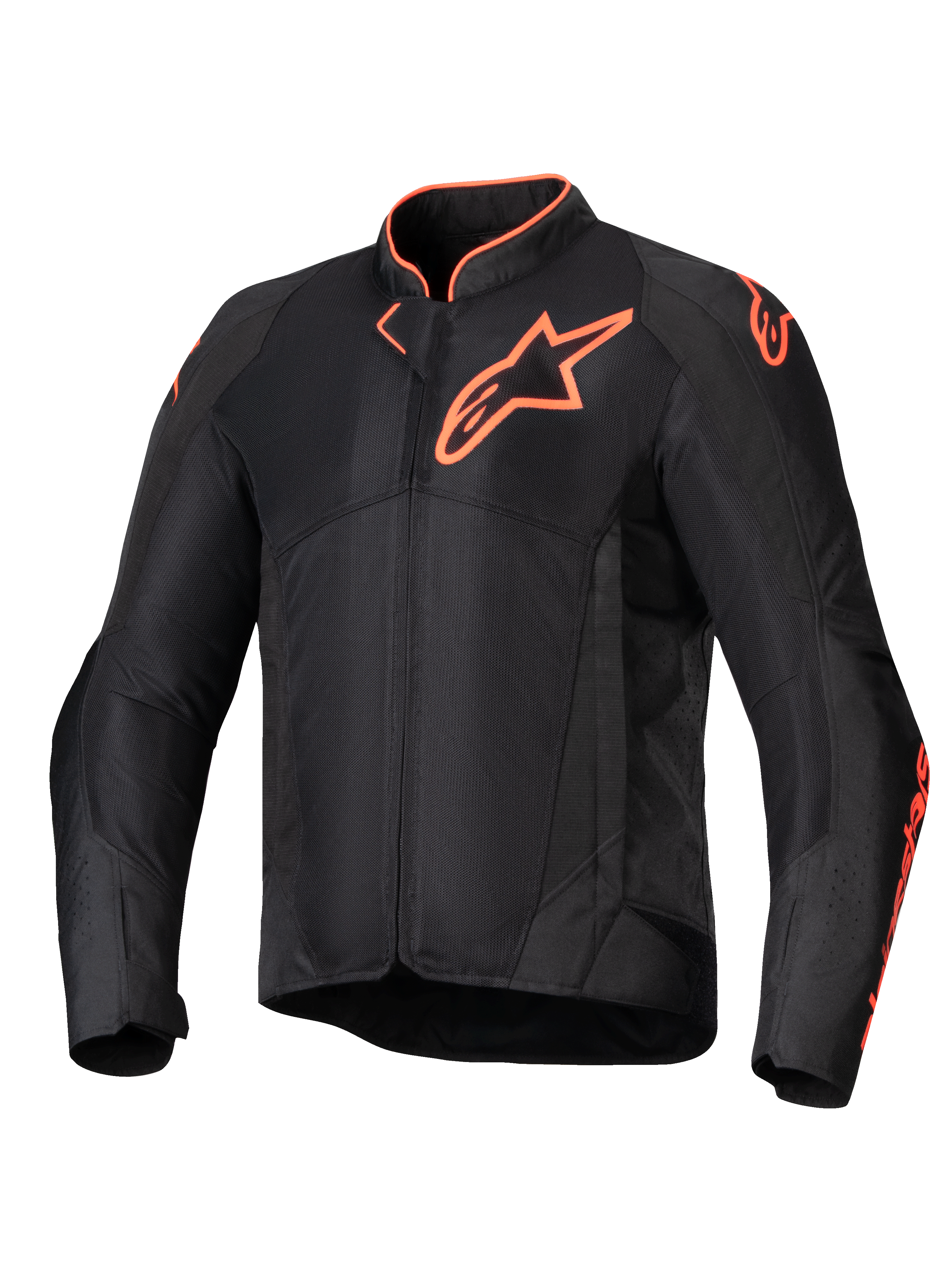 Alpinestars Viper Air V4, veste de moto ventilée pour homme, noire et rouge fluo, mesh technique et protections certifiées CE.