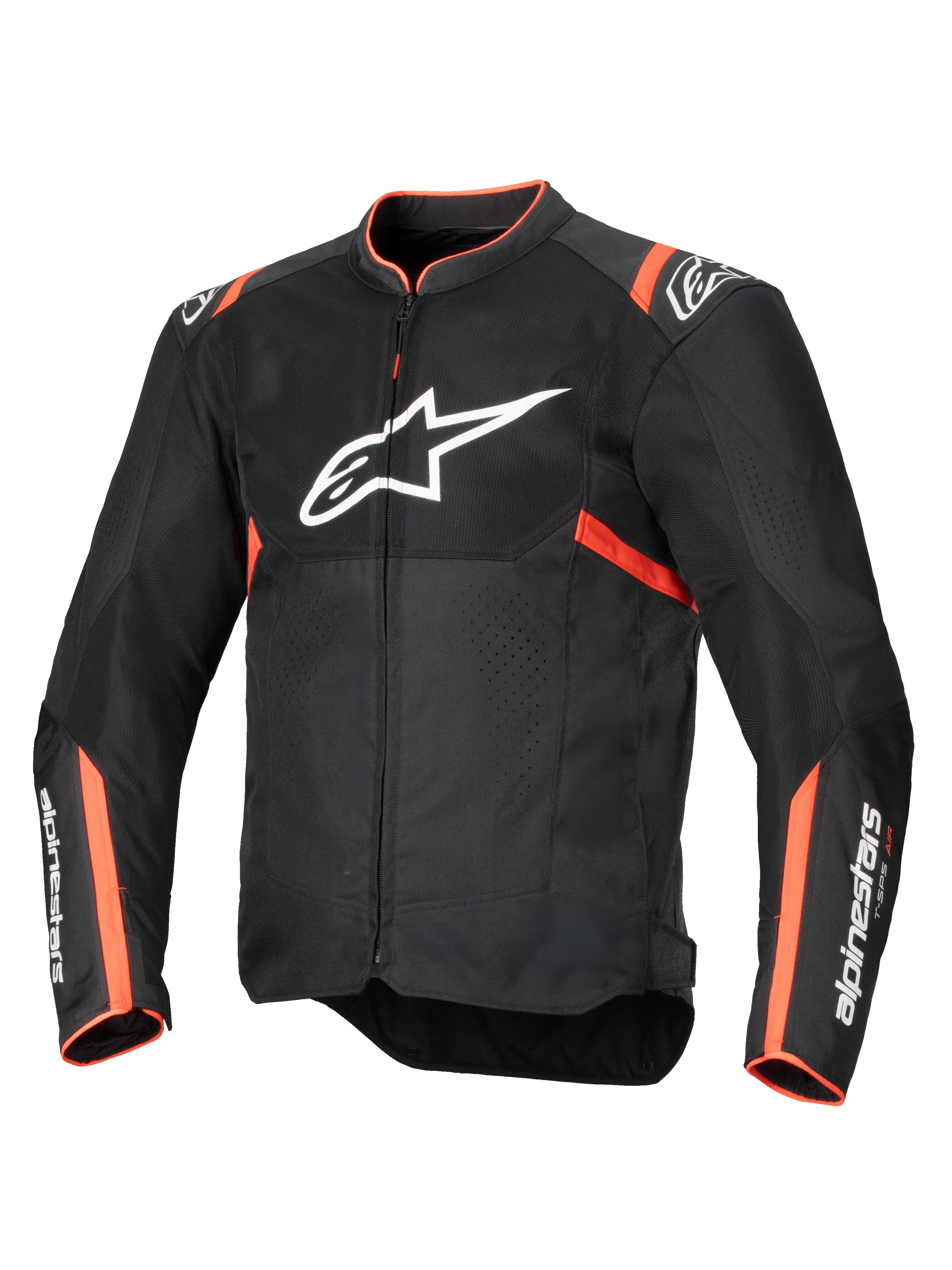 Alpinestars T-SPS Air V2 Jacket, Men's Textile Motorcycle Road Jacket, Black and Red Fluo, Mesh Airflow, Tech-Air Ready.