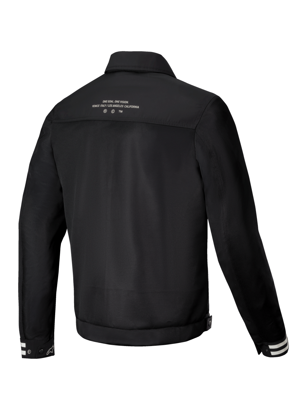 Alpinestars Veste Ignite Air, veste de moto urbaine pour homme, noire, vue de dos montrant la construction du corps en maille respirante et les graphismes inspirés du club