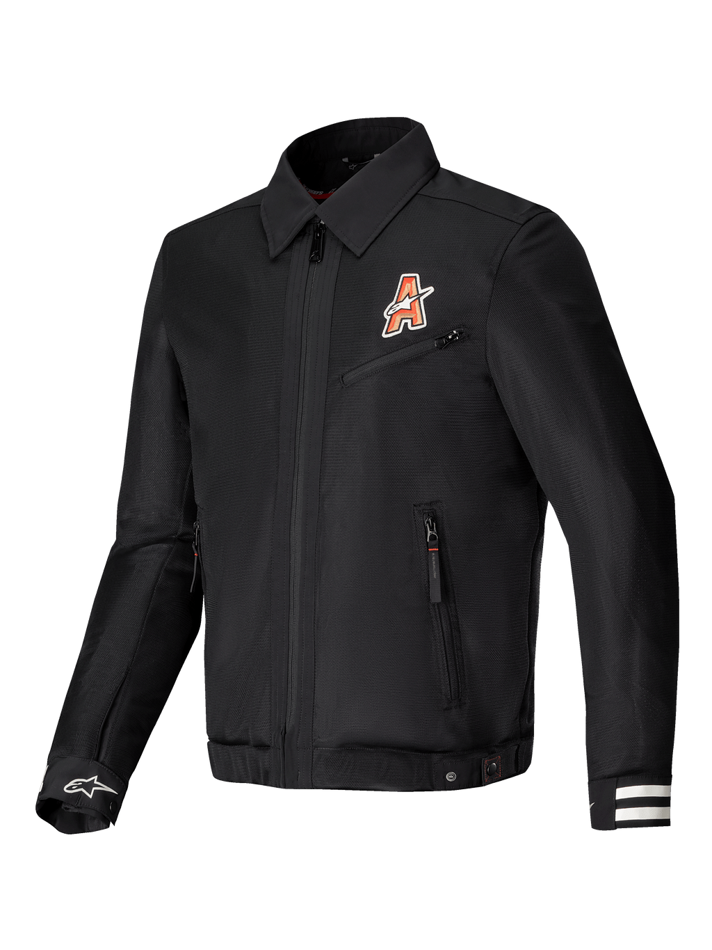Alpinestars Veste Ignite Air, veste de moto urbaine en maille, noire, avec col de chemise et graphismes inspirés du club