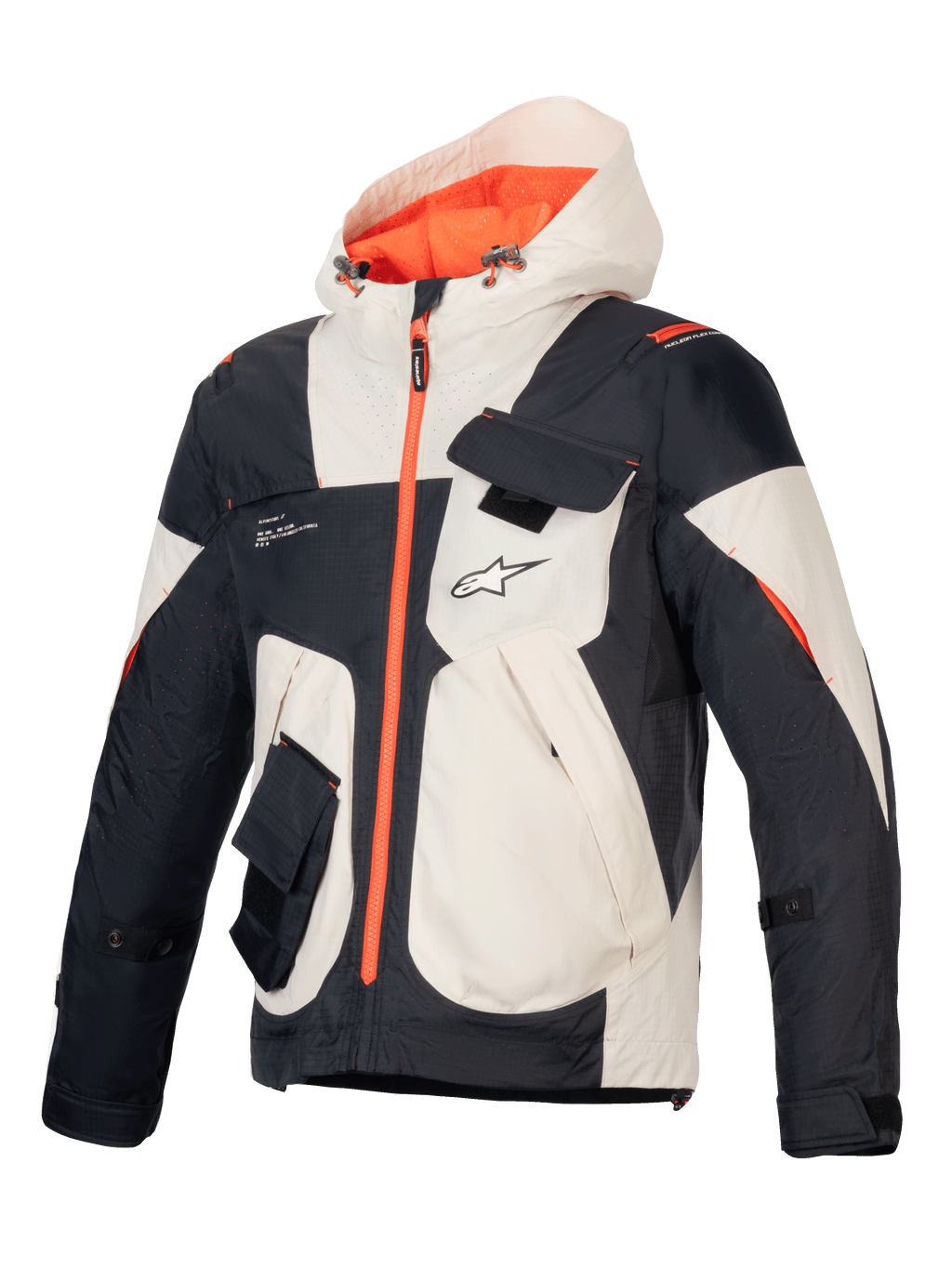 Alpinestars Mogress Air Jacke, urbane Herren-Motorradjacke in Schwarz, Mandel und Orange mit belüftetem Ripstop.