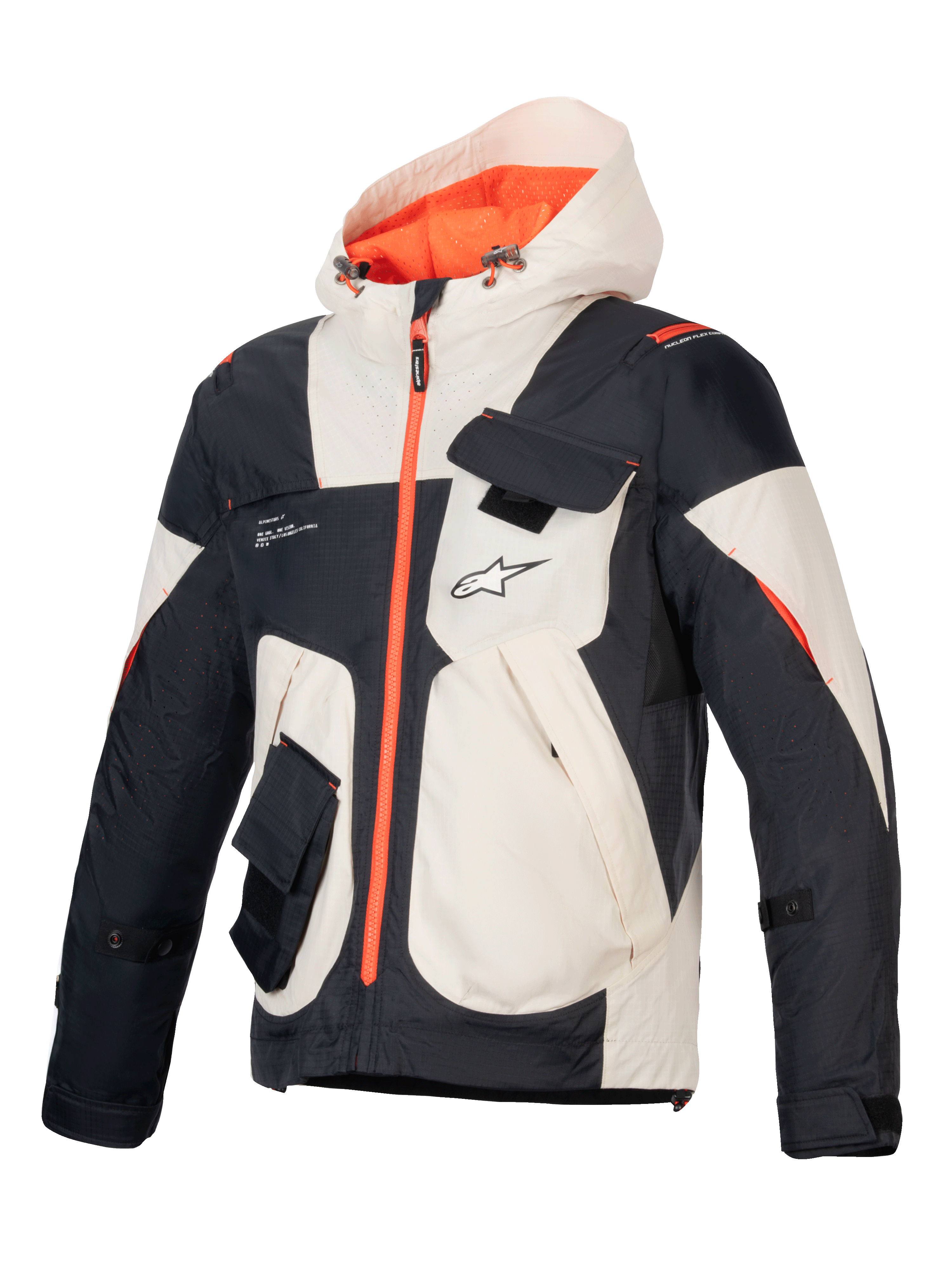 Alpinestars Mogress Air Jacke, urbane Herren-Motorradjacke in Schwarz, Mandel und Orange mit belüftetem Ripstop.