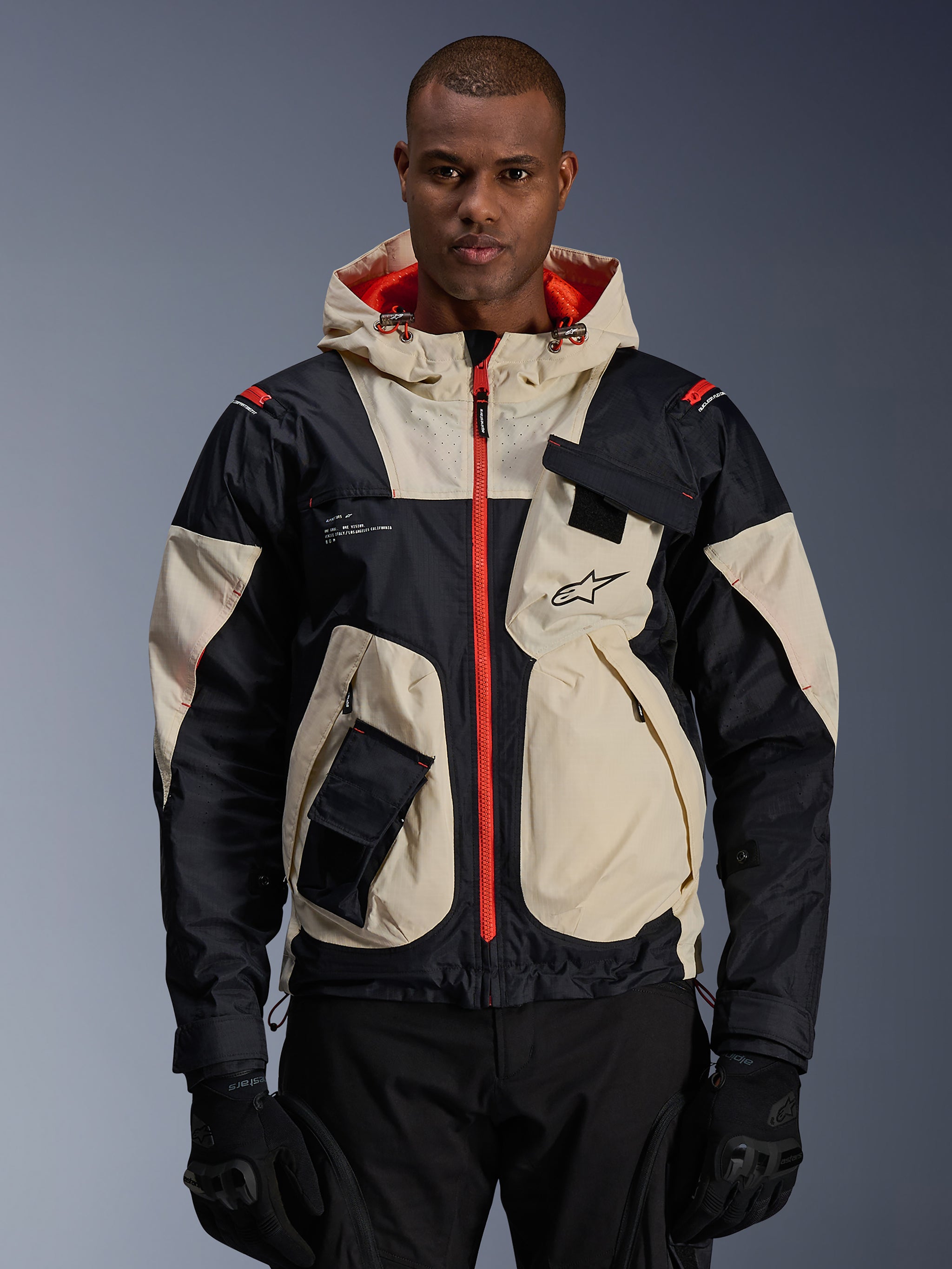 jacke mit handschuhen L / Black Almond Hot Orange