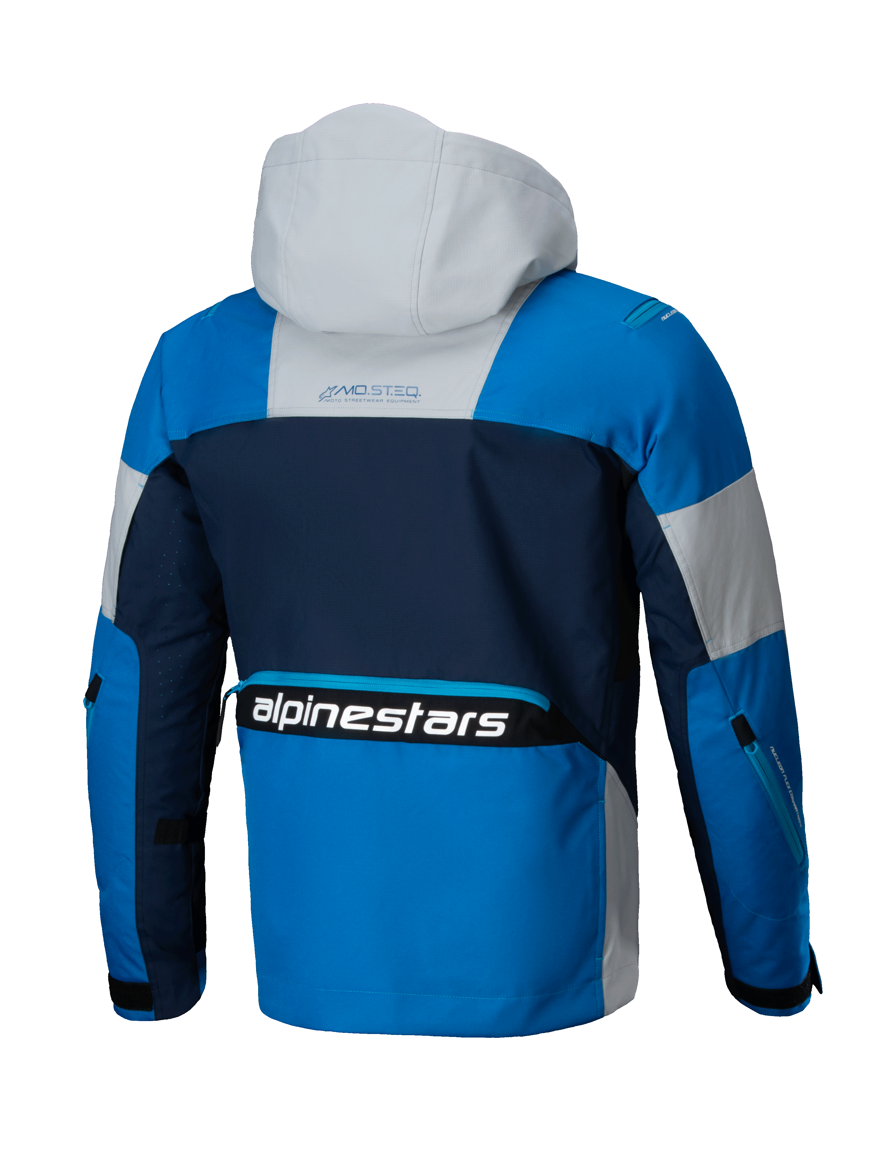 Alpinestars Mogress Air Jacket, Urban Motorcycle Jacket, Blue Almond and Navy, Ventilated Textile with Hood, CE Certified.