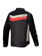Alpinestars T-Dyno Air Jas, heren motortextieljas, achteraanzicht, zwart, felrood en ecru, CE-gecertificeerd met uitgebreide 3D-mesh ventilatie