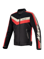 Alpinestars T-Dyno Air Jas, heren motorjas van textiel, zwart, felrood en ecru, met CE-gecertificeerde bescherming, 3D-mesh ventilatiepanelen en vintage-geïnspireerde styling