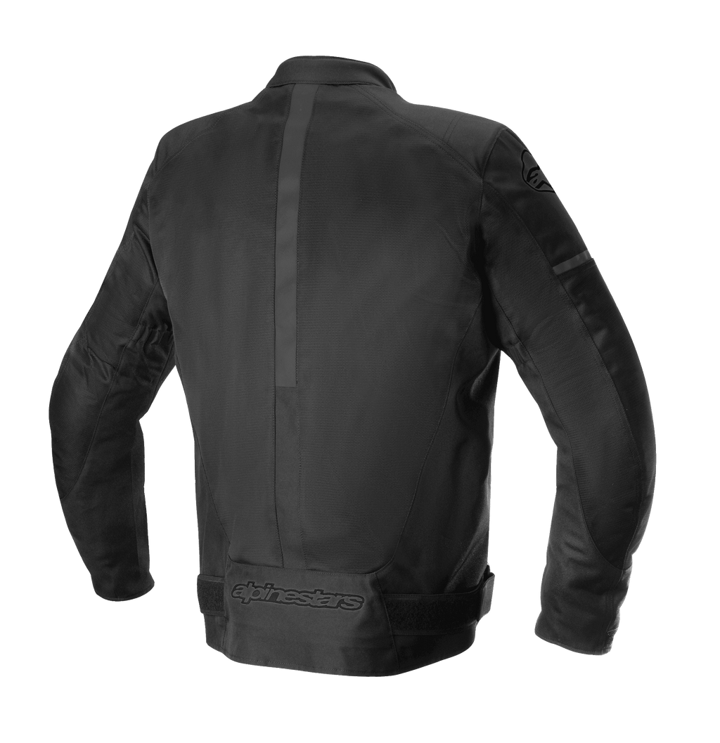 Alpinestars T-SP X Superair jas, motorjas, Black Black, achteraanzicht met technische mesh-panelen, verticale centrale streep en tonaal Alpinestars-logo op de onderrug, sportieve pasvorm
