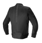 Alpinestars T-SP X Superair jas, motorjas, Black Black, achteraanzicht met technische mesh-panelen, verticale centrale streep en tonaal Alpinestars-logo op de onderrug, sportieve pasvorm