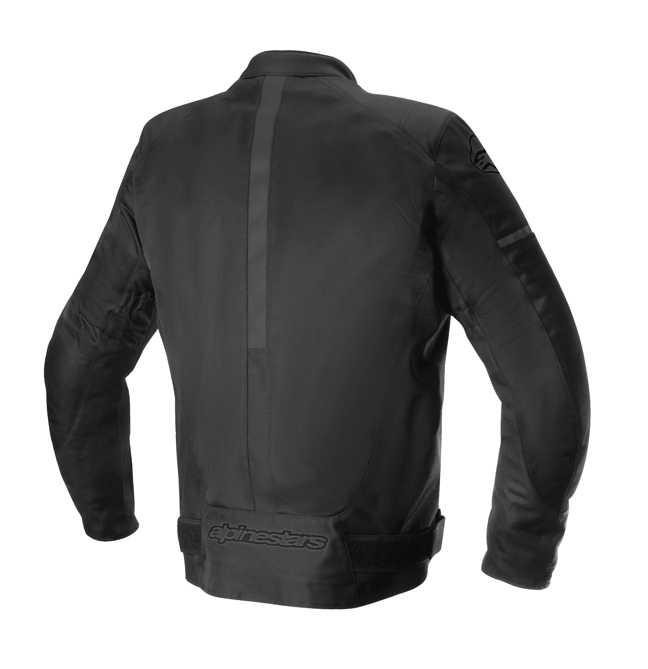 Alpinestars T-SP X Superair jas, motorjas, Black Black, achteraanzicht met technische mesh-panelen, verticale centrale streep en tonaal Alpinestars-logo op de onderrug, sportieve pasvorm