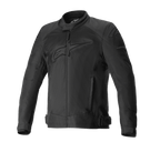 Alpinestars T-SP X Superair Jacket, zwarte motorjas, tonale logo's op de borst en schouders, uitgebreide mesh-panelen voor luchtstroom, ritssluiting aan de voorzijde, zijzakken en verstelbare taillebanden, sportief ontwerp voor op de weg