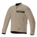 Veste Alpinestars Aeron, veste de moto urbaine, beige et noir, construction textile minimaliste avec marquage par bande sur la poitrine, fermeture éclair frontale et poignets ajustables
