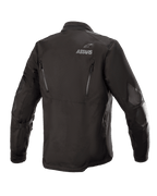 Alpinestars Venture XT Jacket, Black, Rear view of a textile adventure touring motorcycle jacket, featuring ASTARS branding on the shoulder, vertical ventilation zippers on the back, and PU film reinforcements on the arms.