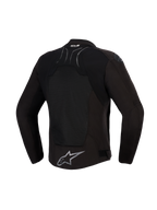 Veste Alpinestars SMX Air, Noir Anthracite, vue arrière, dotée d'un large panneau arrière en maille technique pour la ventilation, marquage Tech-Air® Ready sur le haut du dos et logo étoile Alpinestars argenté sur l'ourlet inférieur, conçue pour la conduite sportive par temps chaud