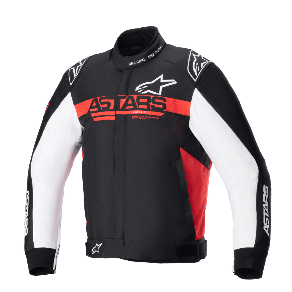 Alpinestars Monza Sport Jacke, Motorradjacke in Schwarz, Rot und Weiß, CE-zertifiziert mit Tech-Twill-Chassis