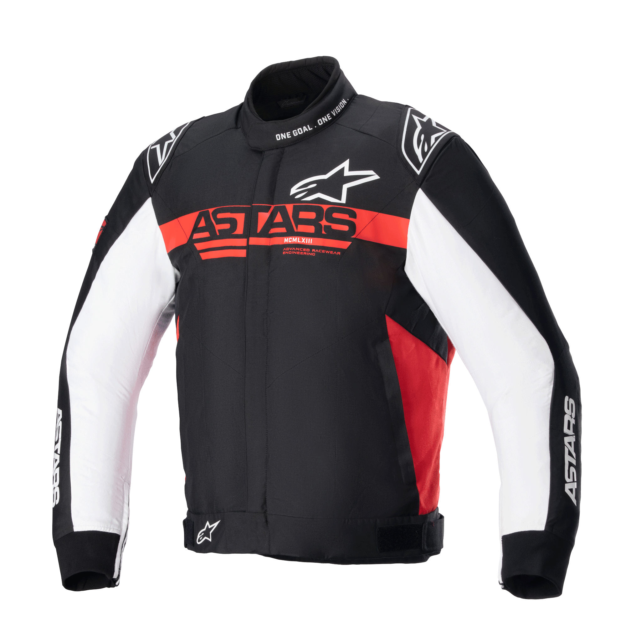 Alpinestars Monza Sport Jacke, Motorradjacke in Schwarz, Rot und Weiß, CE-zertifiziert mit Tech-Twill-Chassis