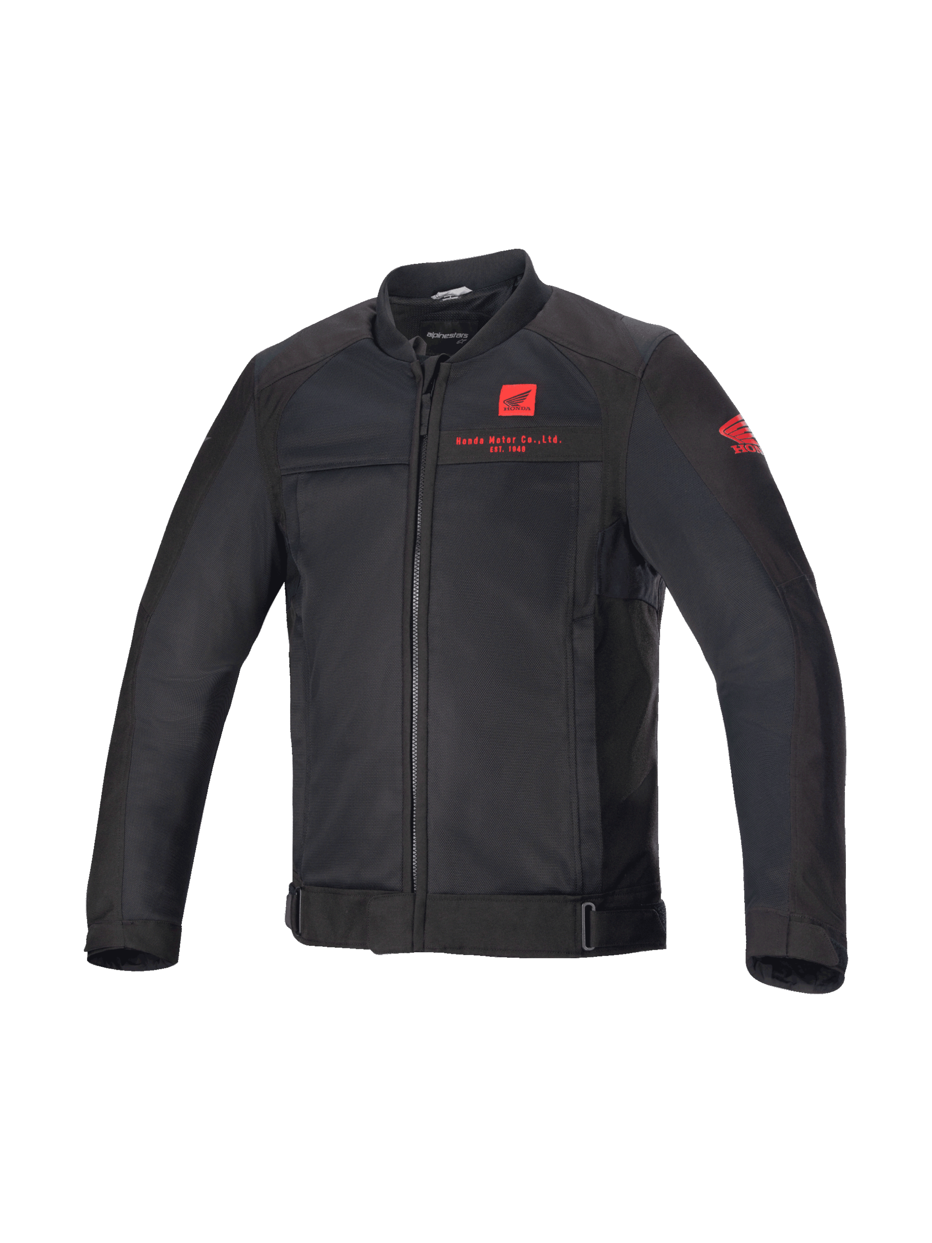 Honda Luc V2 Air jas, urban herenmotorjas, zwart en rood, geventileerd textiel mesh, Tech-Air® Ready, CE-gecertificeerd