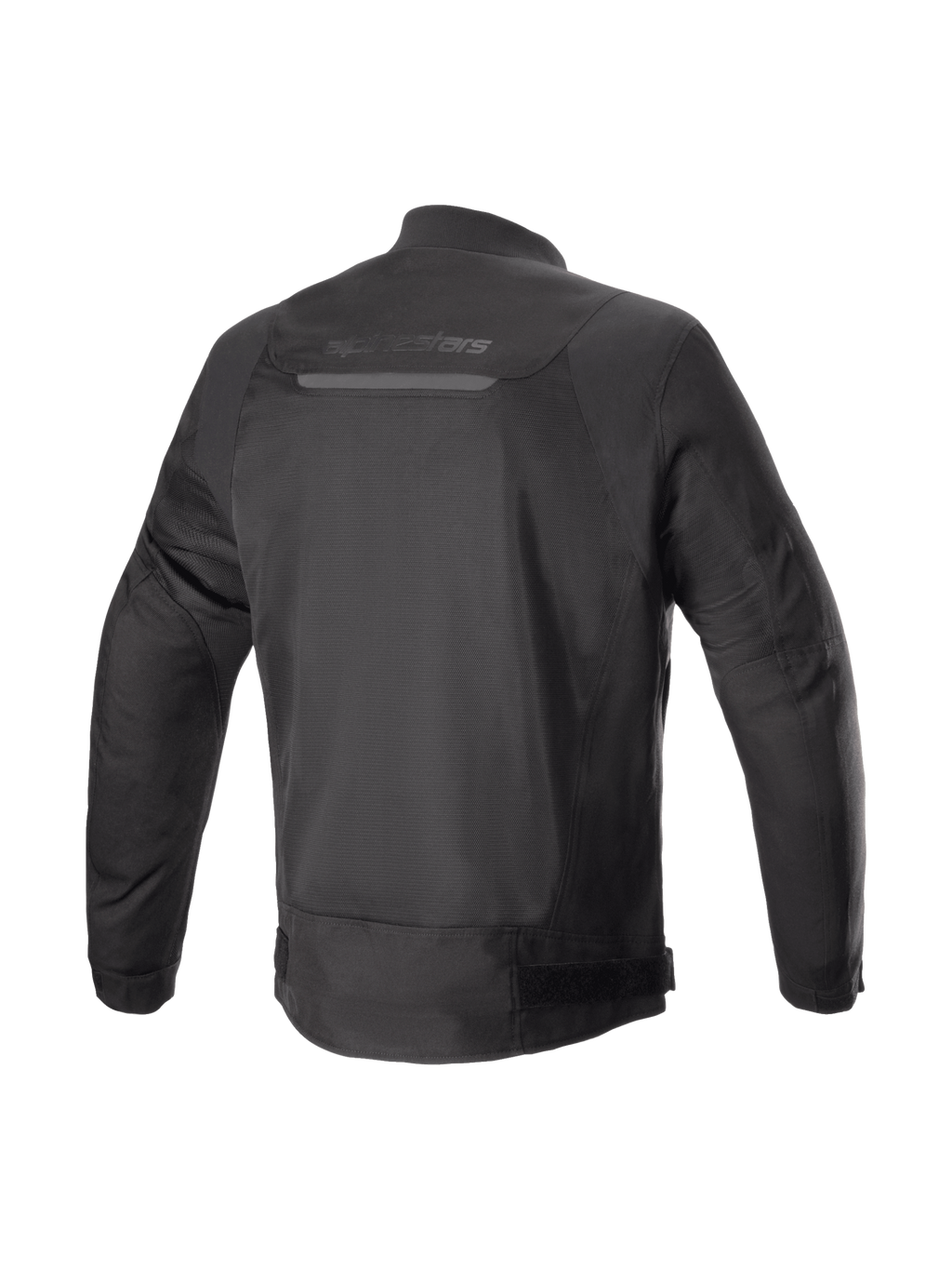 Alpinestars Luc V2 Air Jacke, schwarze Urban-Motorradjacke, Rückansicht mit Mesh-Einsätzen und Tech-Air-Bereitschaft.