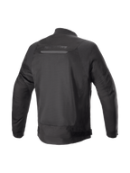 Alpinestars Luc V2 Air Jacke, schwarze Urban-Motorradjacke, Rückansicht mit Mesh-Einsätzen und Tech-Air-Bereitschaft.