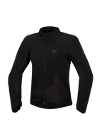 Veste Alpinestars Stella Aeroshell Airflow, veste de moto pour femme, Noir Anthracite, vue de face, textile léger avec ventilation perforée au laser et panneaux en maille, logo discret sur la poitrine, design ergonomique à coupe sportive
