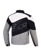 Alpinestars Stella Moshell jas, dames urban motorjas in zwart en grijs winddicht textiel, achteraanzicht.