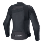 Alpinestars Stella T-GP Plus R V4 Airflow Jacke, Schwarz, Rückansicht mit großen Mesh-Einsätzen für maximale Belüftung, 'Alpinestars Racing Ahead' Branding am unteren Rücken, Sport-Textilmotorradjacke für Damen