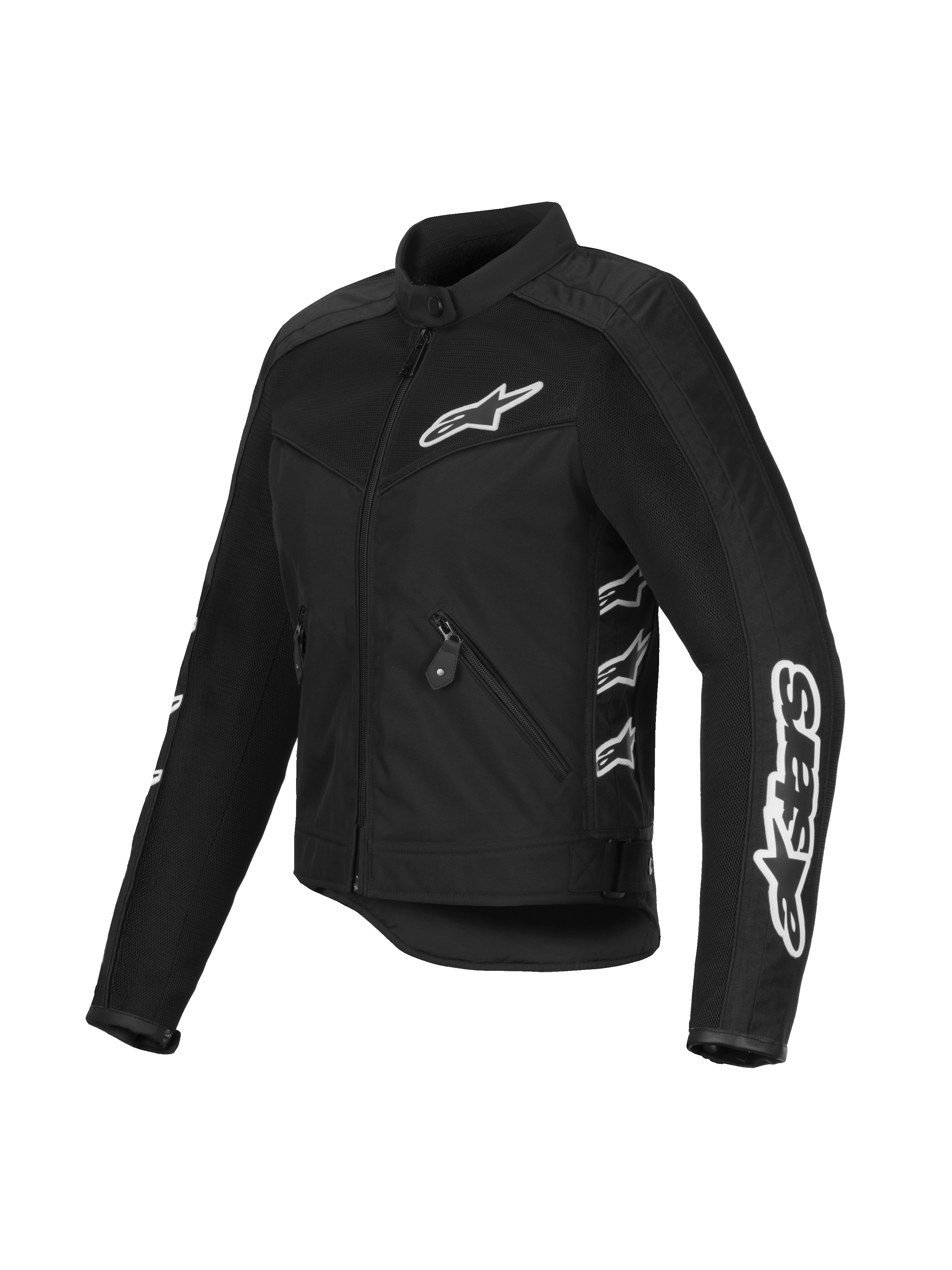 Alpinestars Stella T-Dyno Air damesjas, zwart, motorjas van mesh en textiel, witte Alpinestars-logo's op de borst en mouwen, 3D-meshpanelen voor luchtstroom, op vintage geïnspireerde getailleerde pasvorm
