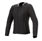 Alpinestars Bond Women's Jacket, Black with Gray Hood, Women's Urban Motorcycle Jacket, Front Zipper, Long Sleeves with Cuff Zippers, Tailored Fit, Smooth Waxed Textile Fabric