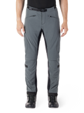Alpinestars Alden broek, Urban Gray met zwarte panelen, technische motorrijbroek, vooraanzicht met ritszakken en geïntegreerde magnetische tailleriem, slim-fit softshell ontwerp voor stedelijk woon-werkverkeer