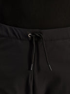 Alpinestars Aeroshell Airflow Pants, Black, close-up of waistband featuring adjustable internal elastic drawstring cord and silver eyelet detail, sport-touring motorcycle gear