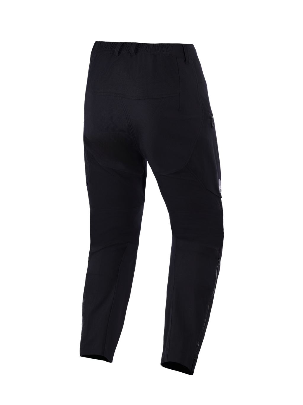 Alpinestars Explore AST Pants Short, Adventure-Motorradhose, Schwarz, Rückansicht mit Ripstop-Konstruktion, Beinabschlüssen mit Reißverschluss und ergonomischer Passform für Fahrten bei warmem Wetter
