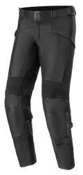 Alpinestars T SP-5 Rideknit Pants, schwarze Textil-Motorradhose, gerippte Stretch-Einsätze an den Knien, verstellbare Taillengurte, strapazierfähige Strickbereiche für Flexibilität, schmale konische Passform für sportliche Performance