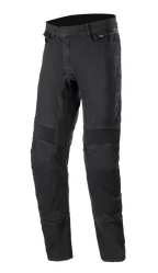 Alpinestars SP Pro Pants, technische motorbroek, zwart, slim-fit stretch denim met geribbelde accordeonpanelen bij de knieën voor flexibiliteit, zijzakken met rits en duurzame driedubbele stiksels
