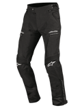 Alpinestars Ramjet Air Hose, Motorradhose, Schwarz, Netz-Belüftungspaneele, Akkordeon-Stretcheinsätze an den Knien, weiße Logos auf Oberschenkeln und Knien, Reißverschlusstaschen, strapazierfähige mehrteilige Textilkonstruktion für Straßentouren